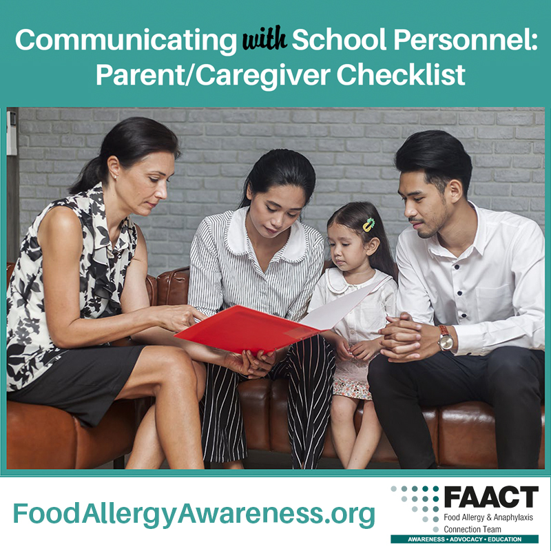 Communicating with school personnel about food allergies